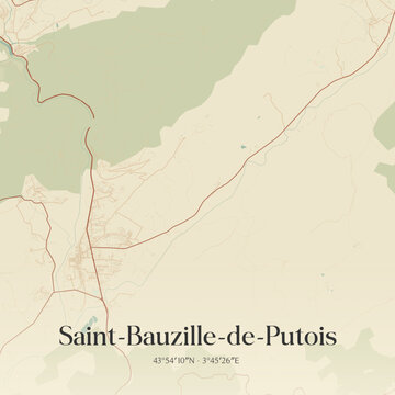 Vintage map of Saint-Bauzille-de-Putois, France.