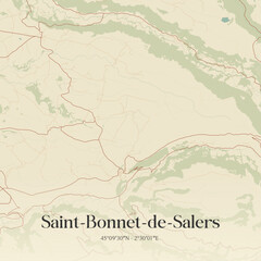Obraz premium Vintage map of Saint-Bonnet-de-Salers, France.
