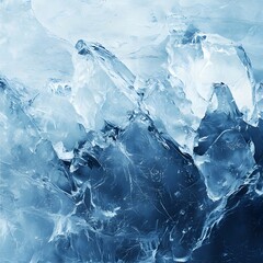 Obraz premium Close-up of textured blue ice formations, showcasing sharp edges and cracks in a cold, abstract nature scene.