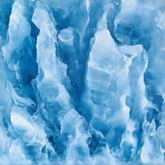 A textured close-up of blue ice, showcasing its jagged and crystalline structure with varying shades of light and dark blue.