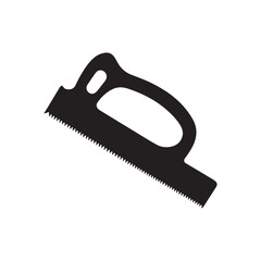 Black hand saw, silhouette, sharp teeth, carpentry tool, wood cutting 