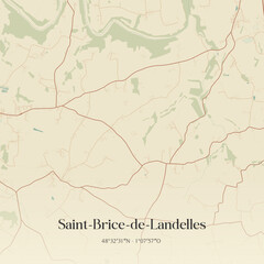 Fototapeta premium Vintage map of Saint-Brice-de-Landelles, France.