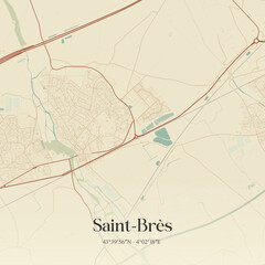 Obraz premium Vintage map of Saint-Brès, France.