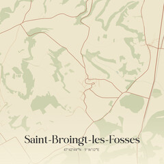 Obraz premium Vintage map of Saint-Broingt-les-Fosses, France.