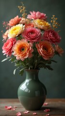 Fototapeta premium A stunning 8K vase filled with story-petaled flowers, each detailing a distinct narrative., ultra detailed, 8k resolution, HDR, professional