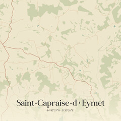 Obraz premium Vintage map of Saint-Capraise-d'Eymet, France.