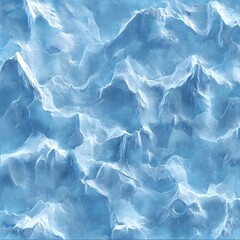 Obraz premium Icy mountain landscape with textures of snow and ice, in shades of blue and white, creating a cold, wintery scene.