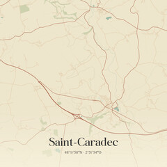 Obraz premium Vintage map of Saint-Caradec, France.