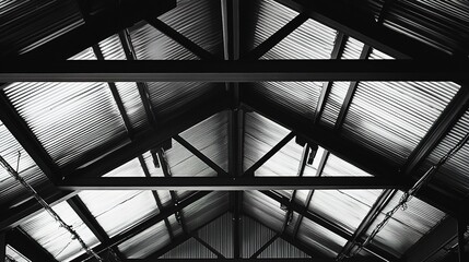 Metal Roof Structure Geometric Design Black White
