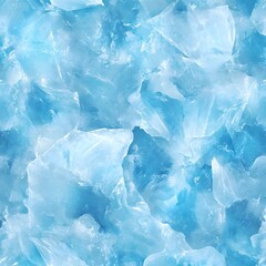 Obraz premium Close-up of fractured blue ice texture, featuring sharp crystalline edges and cool, transparent tones.