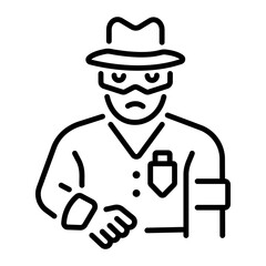 Criminal character icon in line style 