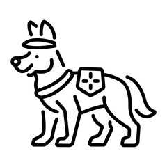 Police dog icon in linear style 