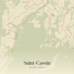 Fototapeta premium Vintage map of Saint-Cassin, France.