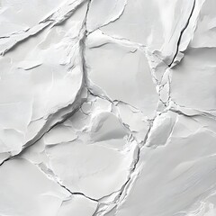 Close-up of a cracked white surface with sharp edges and deep fissures, creating an abstract and textured pattern.