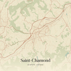 Fototapeta premium Vintage map of Saint-Chamond, France.