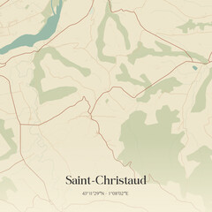 Fototapeta premium Vintage map of Saint-Christaud, France.