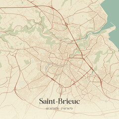 Obraz premium Vintage map of Saint-Brieuc, France.