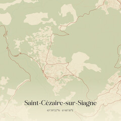 Obraz premium Vintage map of Saint-Cézaire-sur-Siagne, France.