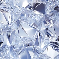 Shiny abstract image of shattered ice or glass pieces with sharp edges and cool blue tones.