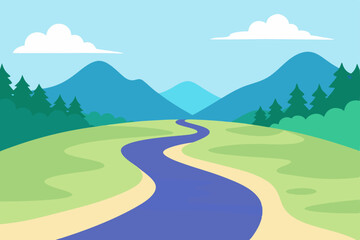 mountain landscape with blue sky