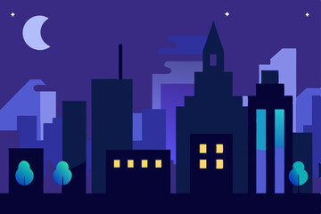 Naklejka premium night city landscape