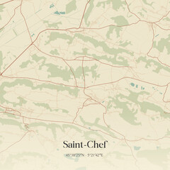Fototapeta premium Vintage map of Saint-Chef, France.