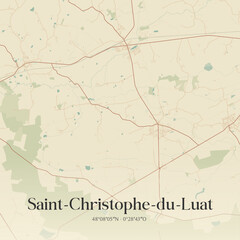 Fototapeta premium Vintage map of Saint-Christophe-du-Luat, France.