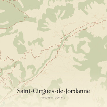 Vintage map of Saint-Cirgues-de-Jordanne, France.