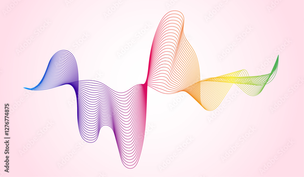 Poster abstract smooth curved lines design element technological background with a waveform line stylizatio