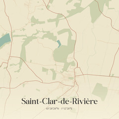 Obraz premium Vintage map of Saint-Clar-de-Rivière, France.