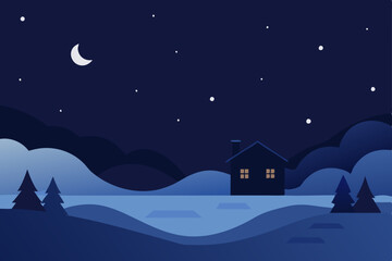 Fototapeta premium winter landscape with houses