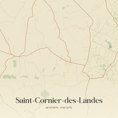 Fototapeta premium Vintage map of Saint-Cornier-des-Landes, France.