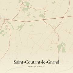 Fototapeta premium Vintage map of Saint-Coutant-le-Grand, France.