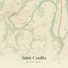 Obraz premium Vintage map of Saint-Coulitz, France.