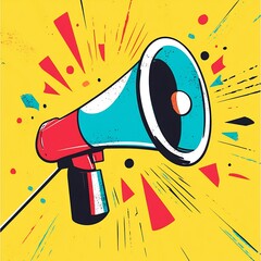 illustrated megaphone announcing discount