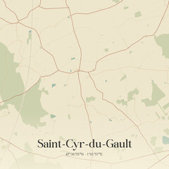 Fototapeta premium Vintage map of Saint-Cyr-du-Gault, France.