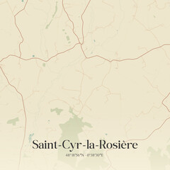 Fototapeta premium Vintage map of Saint-Cyr-la-Rosière, France.