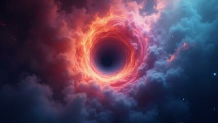 Fototapeta premium A swirling vortex of vibrant smoke and light in a cosmic setting., ultra detailed, 8k resolution, HDR, professional