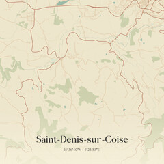 Fototapeta premium Vintage map of Saint-Denis-sur-Coise, France.