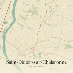 Vintage map of Saint-Didier-sur-Chalaronne, France. © Rezona