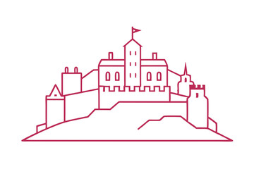 Line drawing of Royal Edinburgh Castle Vector – Historic Landmark Artwork