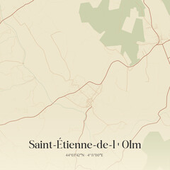 Obraz premium Vintage map of Saint-Étienne-de-l'Olm, France.