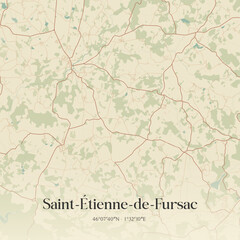 Fototapeta premium Vintage map of Saint-Étienne-de-Fursac, France.