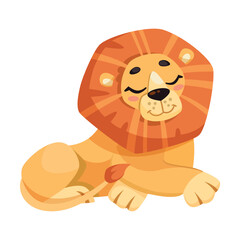 Lion with Mane as Tropical Animal and Wild African Fauna Vector Illustration
