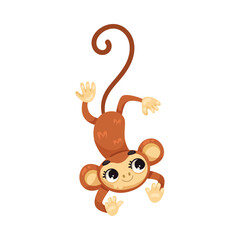 Monkey with Long Tail as Tropical Animal and Wild African Fauna Vector Illustration