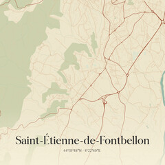 Fototapeta premium Vintage map of Saint-Étienne-de-Fontbellon, France.