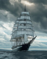 A gigantic three-masted schooner with dozens of sa_009