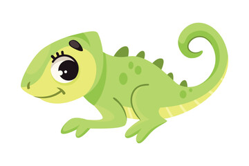 Green Chameleon as Tropical Animal and Wild African Fauna Vector Illustration