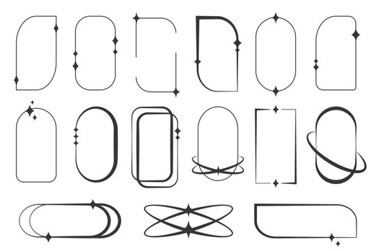 Aesthetic frame collection with sparkling details. Set of Y2K inspired frames with sparkling accents in minimalist style