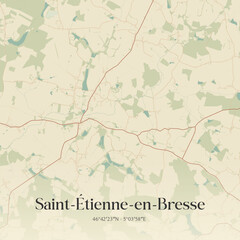 Obraz premium Vintage map of Saint-Étienne-en-Bresse, France.